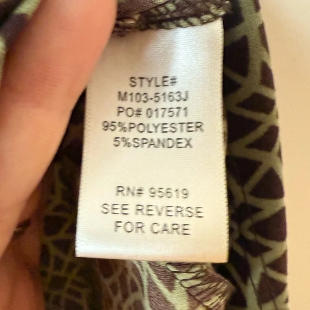 NWT JOHNPAULRICHARD Surplice Top Belted Fit and Flare Geometric Print Midi Dress